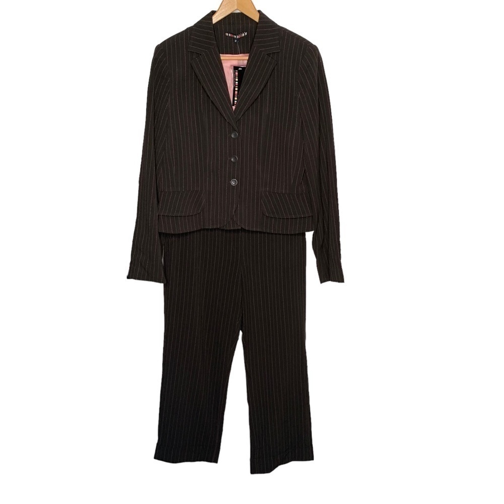 New Dalia Womens Business Career two piece high rise crop pant set 10 brown